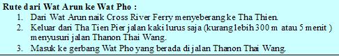 Rute Wat Arun ke Wat Pho
