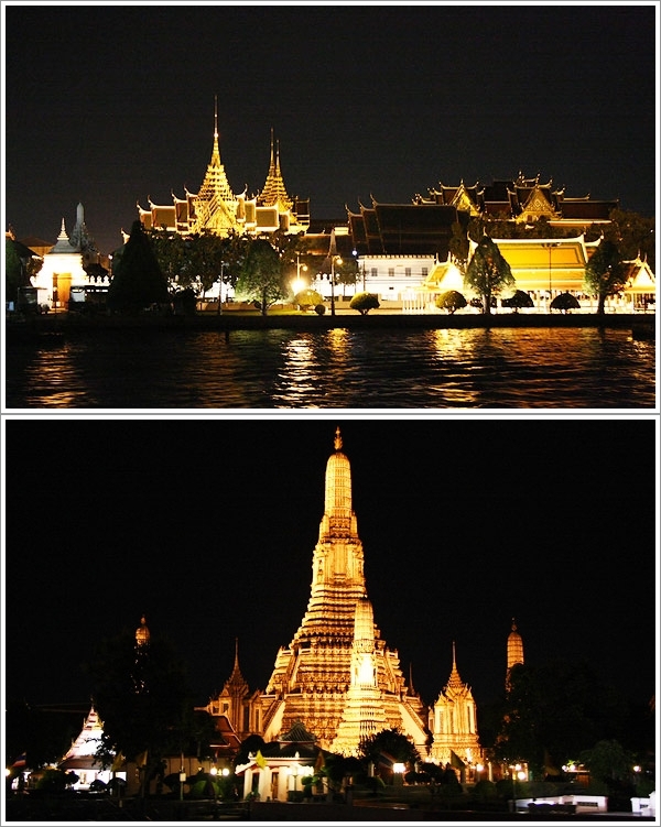 Grand Palace dan Wat Arun di Waktu Malam