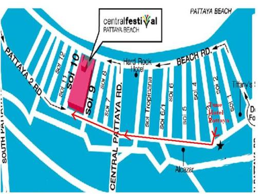 Peta Jalan Kaki Dari Tune Hotel Pattaya ke Mall Central Festivals Pattaya Beach