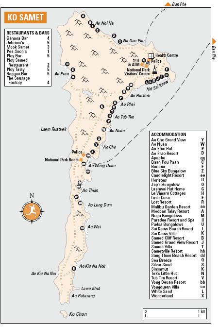 Peta Koh Samet (Peta oleh Rough Guide)