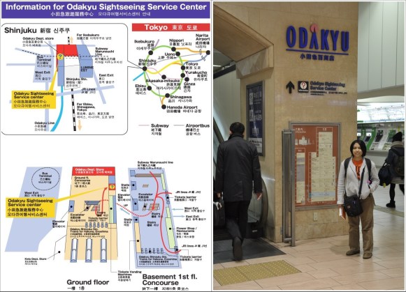 Peta Kantor Odakyu Sightseeing Service Centre (Kiri) dan Petunjuk Arah Ke Kantornya (Kanan)