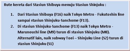 Rute Shibuya - Shinjuku