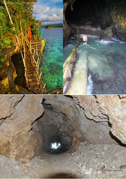 Jalan ke Gua 2 dan pintu masuknya (Foto : koleksi pribadi dan michaelcruz.com)