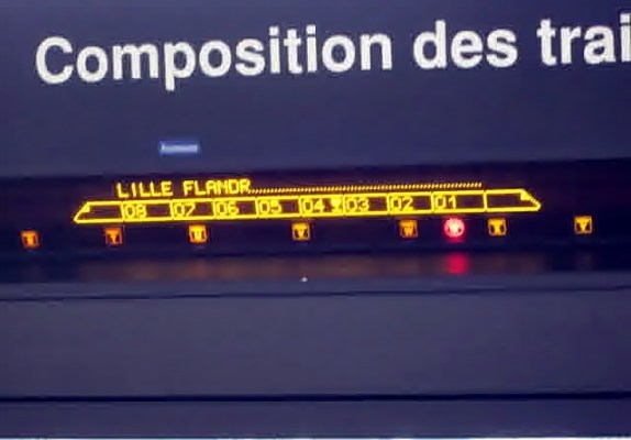 Papan Train Composition yang biasanya terletak di platform