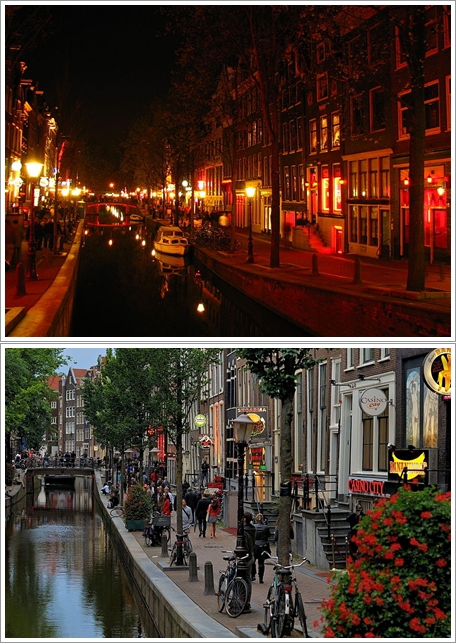 Suasana Red Light District di waktu malam dan siang (Photo by : wikipedia.org)