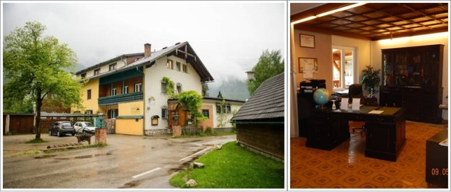 Pintu Mauk Hotel (Kiri) dan Meja Resepsionisnya (kanan)