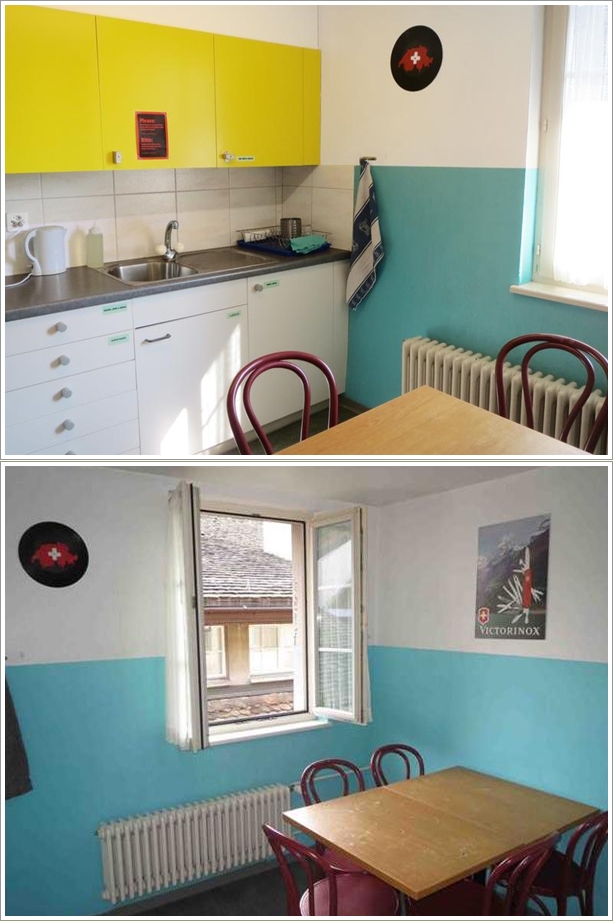 Dapur dan tempat makan di City Backpacker Hostel Biber