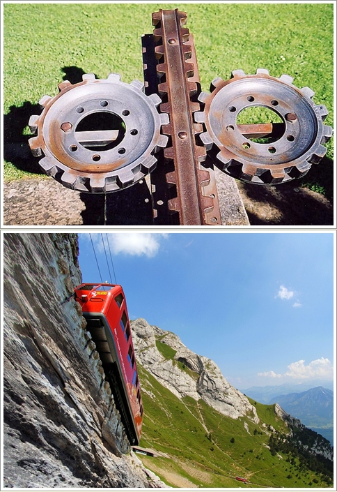Locher Rack (atas) dan Pilatus Cogwheel Train (bawah) Photo by : pilatus.ch)