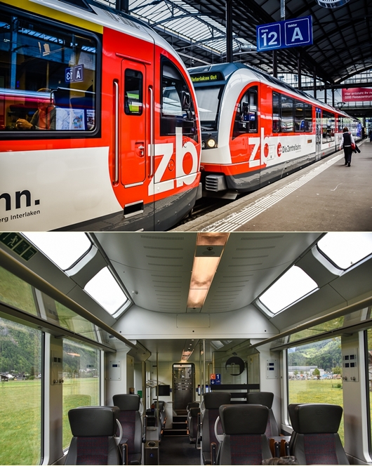 Bagian Luar dan dalam dari Panoramic Train ZentralBahn