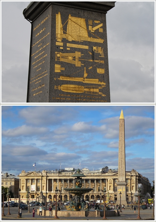 Diagram mesin pemindah Obelisk (atas), Place de la Concorde (bawah)
