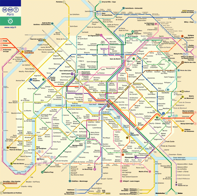 Peta Metro dan RER di Paris
